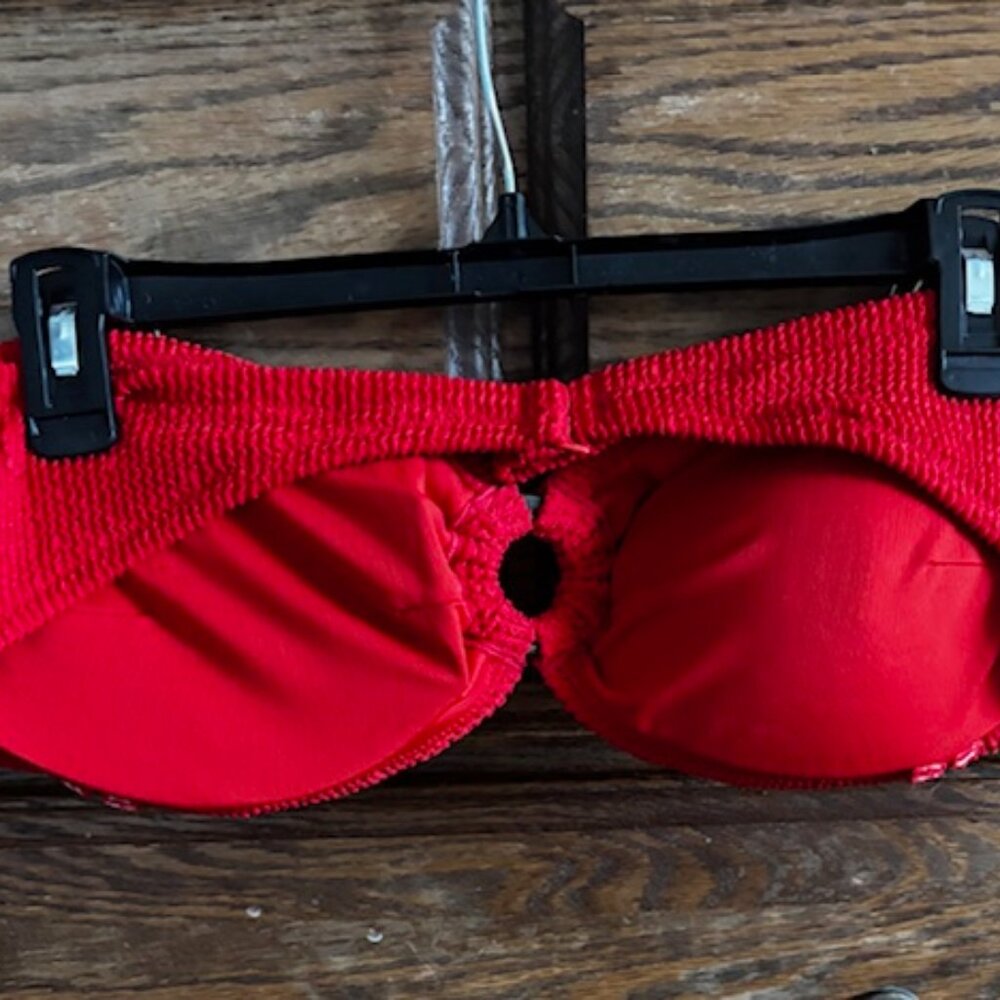 J. Crew Bandeau Scrunchie Bikini Top with O-ring in Red Arroyo - Picture 5 of 6